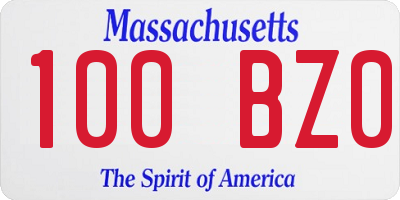 MA license plate 100BZ0