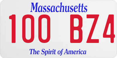 MA license plate 100BZ4