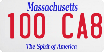 MA license plate 100CA8