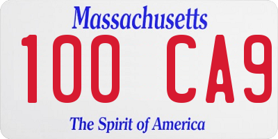 MA license plate 100CA9