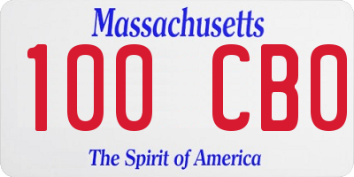 MA license plate 100CB0