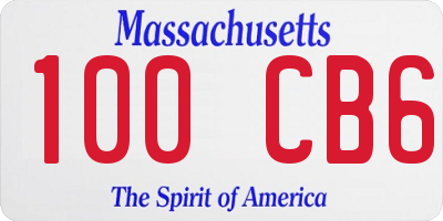 MA license plate 100CB6