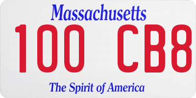 MA license plate 100CB8