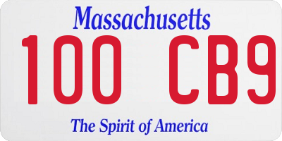 MA license plate 100CB9