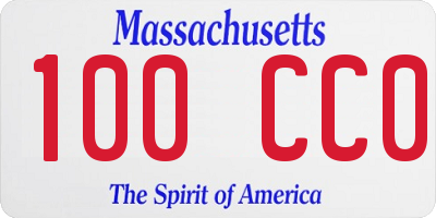 MA license plate 100CC0