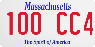 MA license plate 100CC4