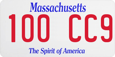 MA license plate 100CC9