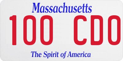 MA license plate 100CD0