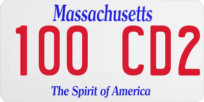 MA license plate 100CD2