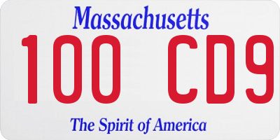 MA license plate 100CD9