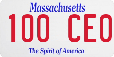 MA license plate 100CE0