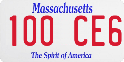 MA license plate 100CE6