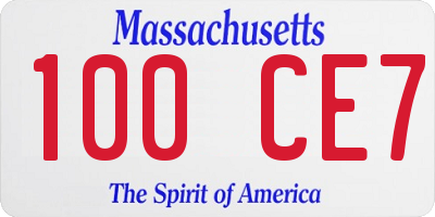 MA license plate 100CE7