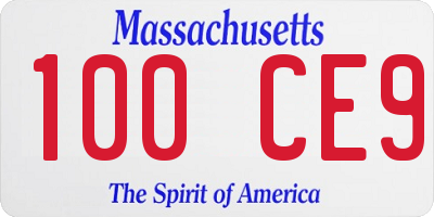 MA license plate 100CE9