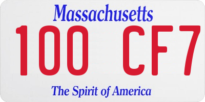 MA license plate 100CF7