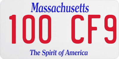 MA license plate 100CF9