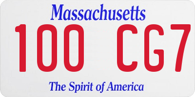 MA license plate 100CG7