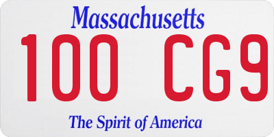 MA license plate 100CG9