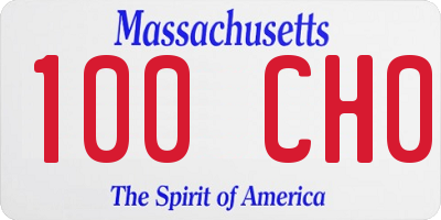 MA license plate 100CH0