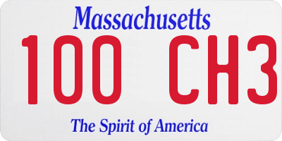 MA license plate 100CH3