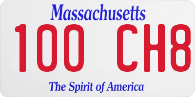 MA license plate 100CH8