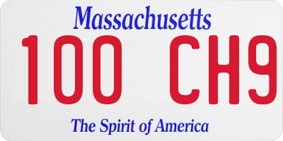 MA license plate 100CH9