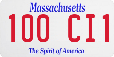 MA license plate 100CI1