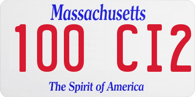 MA license plate 100CI2