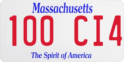 MA license plate 100CI4