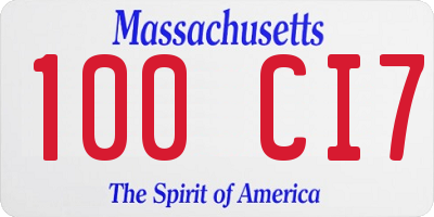 MA license plate 100CI7