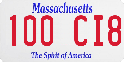 MA license plate 100CI8