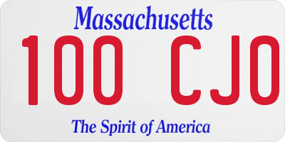 MA license plate 100CJ0