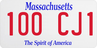 MA license plate 100CJ1