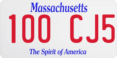 MA license plate 100CJ5