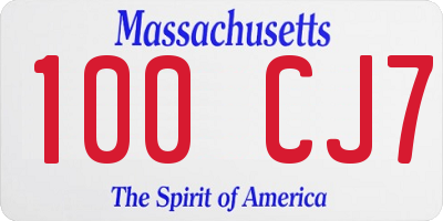 MA license plate 100CJ7