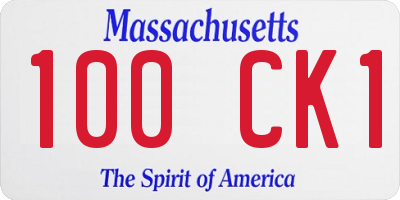 MA license plate 100CK1