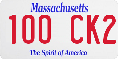 MA license plate 100CK2