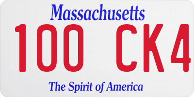 MA license plate 100CK4