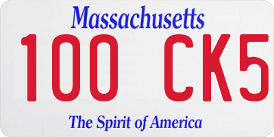 MA license plate 100CK5