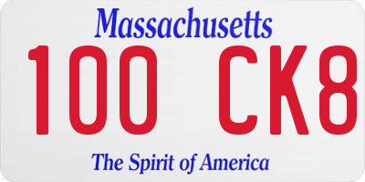 MA license plate 100CK8