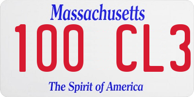 MA license plate 100CL3