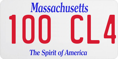 MA license plate 100CL4