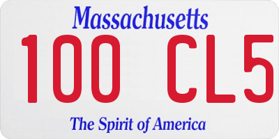 MA license plate 100CL5