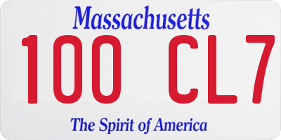 MA license plate 100CL7