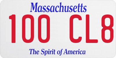 MA license plate 100CL8