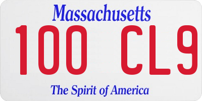 MA license plate 100CL9