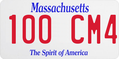 MA license plate 100CM4