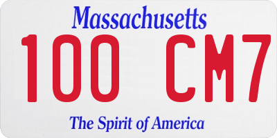 MA license plate 100CM7