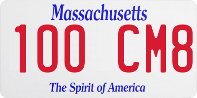 MA license plate 100CM8