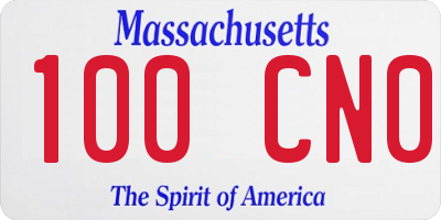 MA license plate 100CN0